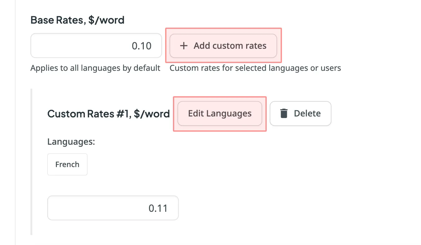 Adding Custom Rates